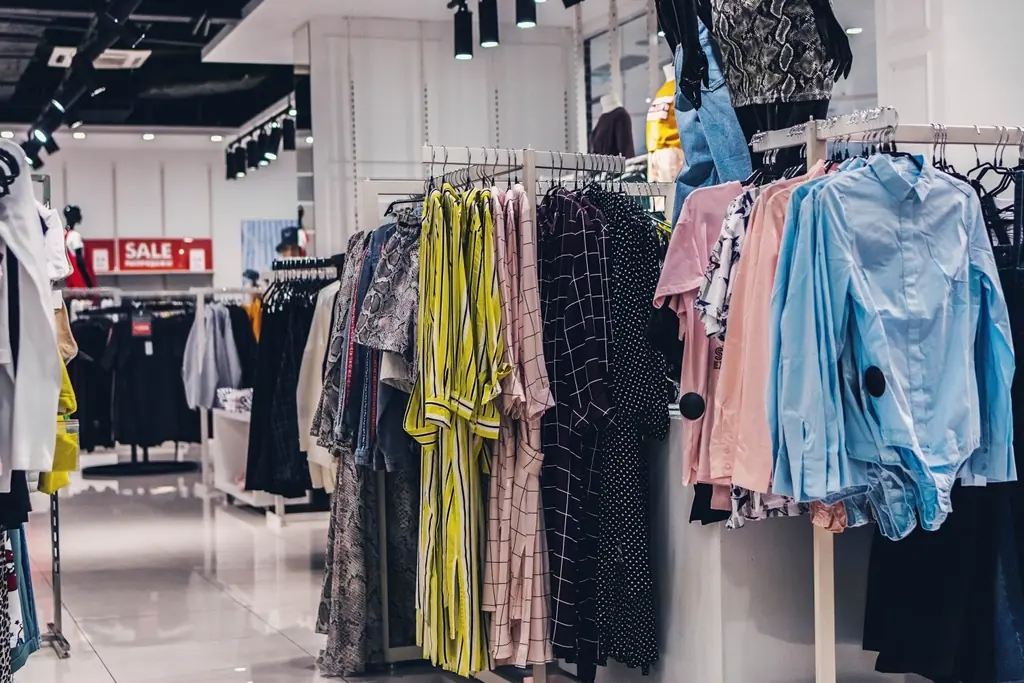 Kleiderstangen mit Mode in einer Boutique